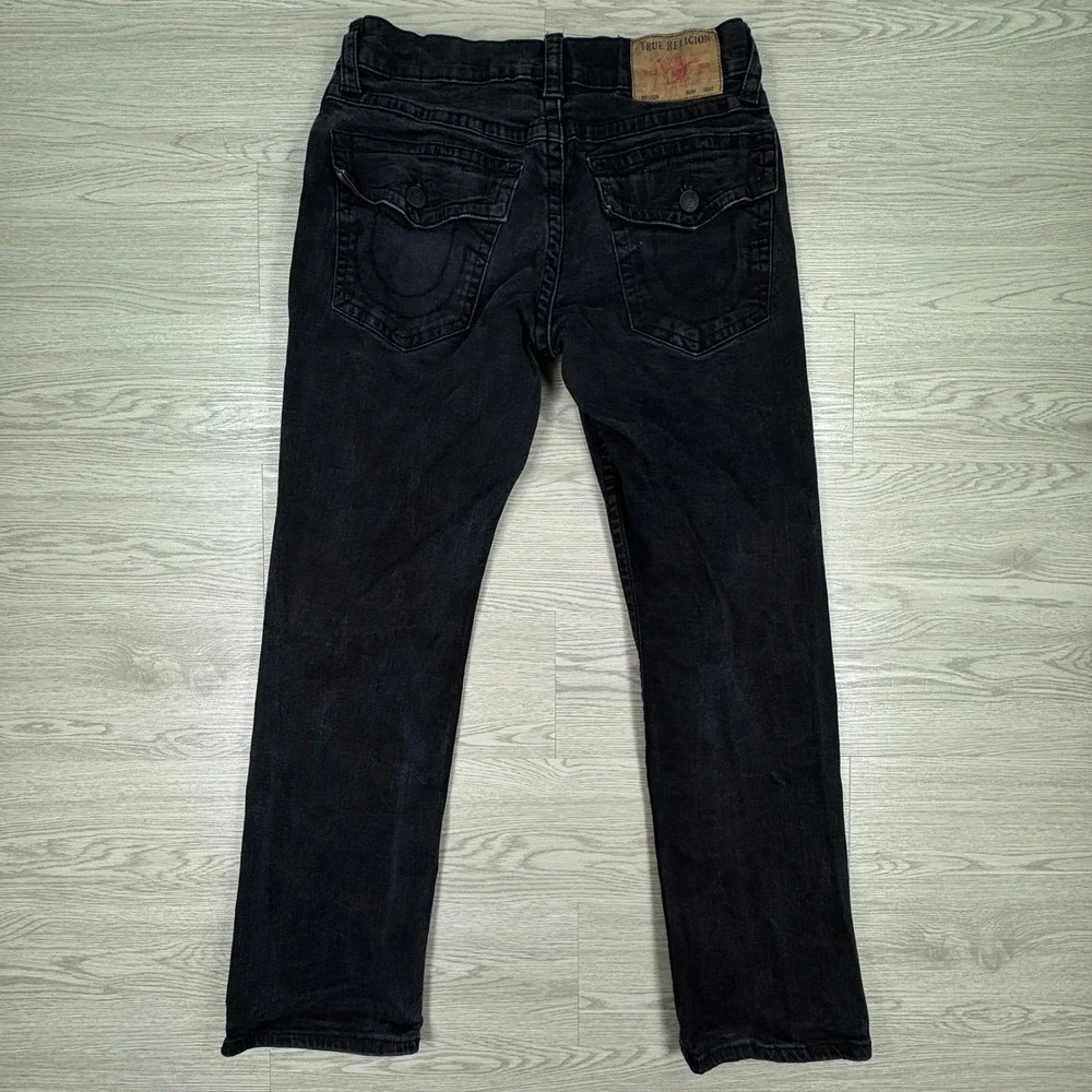 True Religion Mens Jeans Ricky Relaxed Straight Black 33 Flap Pocket Denim